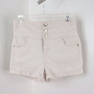 Love Fire Juniors 9 Beige High-Rise Waist Mini Stretch Hot Pants Shorts